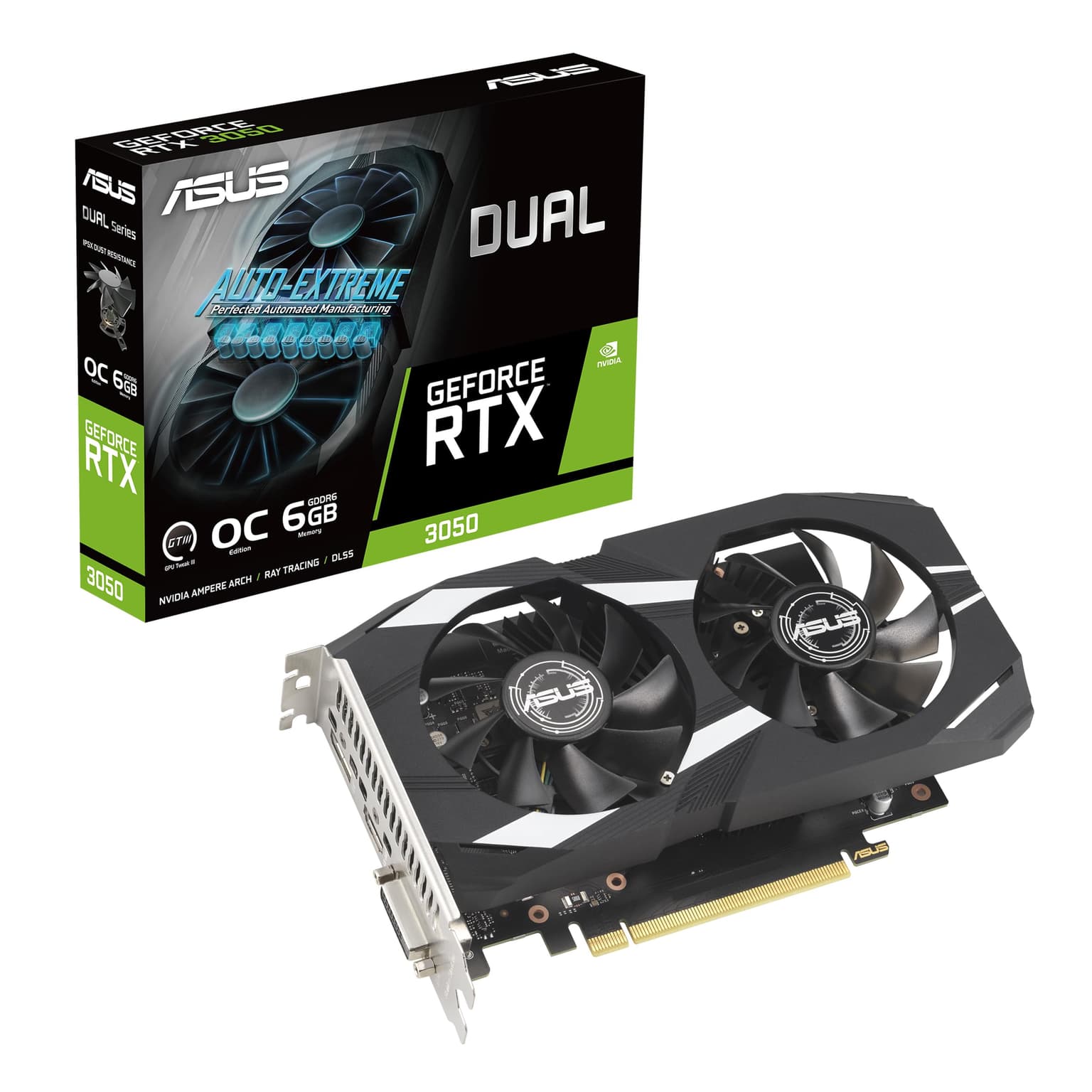 ASUS Dual NVIDIA GeForce RTX 3050 6GB OC Edition Gaming Graphics Card - PCIe 4.0, 6GB GDDR6 Memory, HDMI 2.1, DisplayPort ...