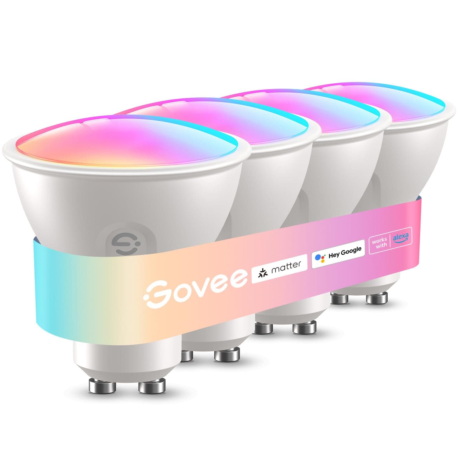 Govee GU10 Smart Bulb, Matter RGBWW Light Bulb Work with Alexa, Google Assistant, WiFi & Bluetooth Color Changing MR16 LED...