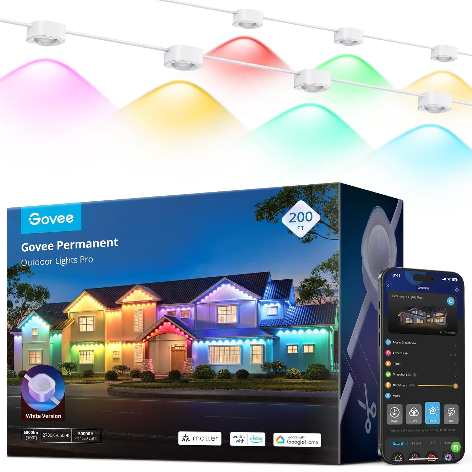 Govee Permanent Outdoor Lights Pro, 200ft with 120 RGBIC LED Lights for Daily and Accent Lighting, 75 Scene...